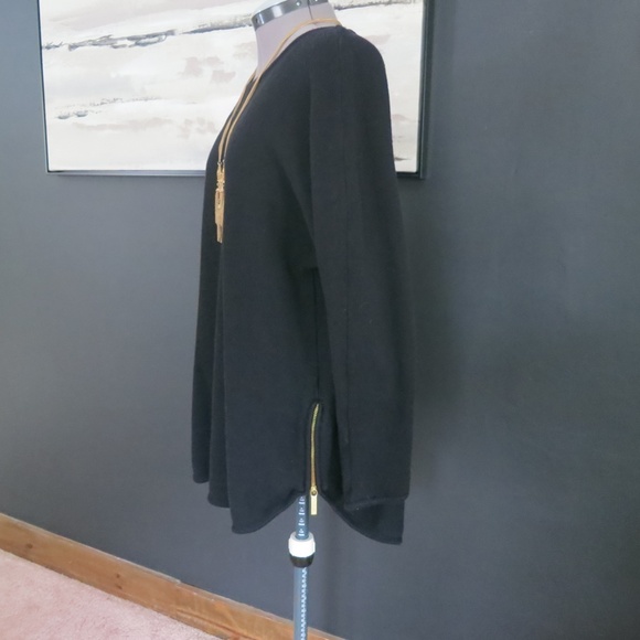 Michael Kors Size XL Black Tunic Slouchy Sweater Side Zip Loungewear - Picture 2 of 10